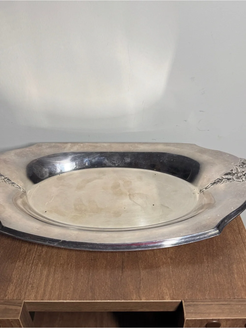 Silver Plated Decorative Serving Platter - Elegant Oval Design